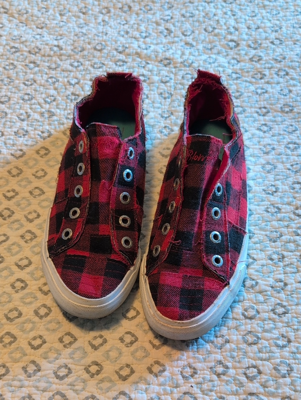 Blowfish Red Plaid Slip-On Sneakers
